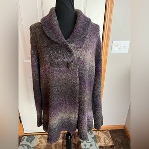 Women’s Woolrich grape space dye wool blend cottagecore cardigan sweater.  XL